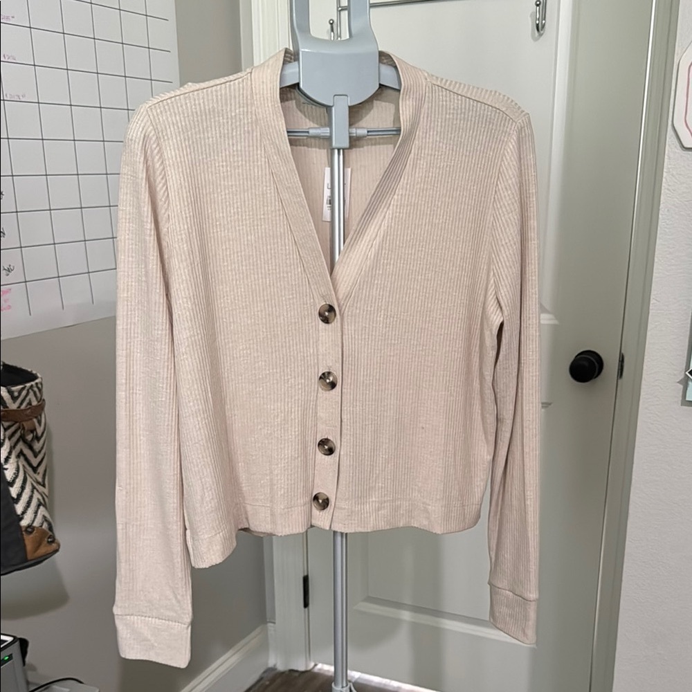 LOFT Beige lightweight Textured Cardigan NWT